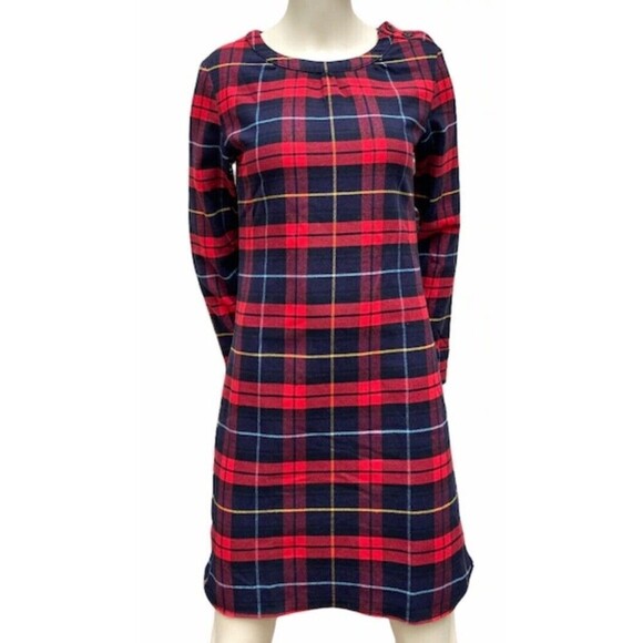 A.P.C. Rue Madame Paris Red Tartan Plaid Flannel Holiday Midi Dress M preppy - Picture 3 of 10